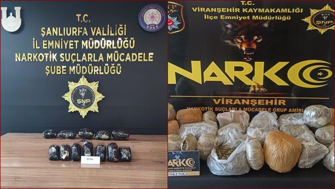 Şanlıurfa’da 26 kilo 600 gram uyuşturucu ele geçirildi