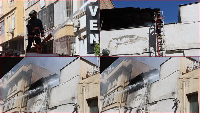 Şanlıurfa’da özel bir bankanın çatı katında yangın: İtfaiye müdahale etti