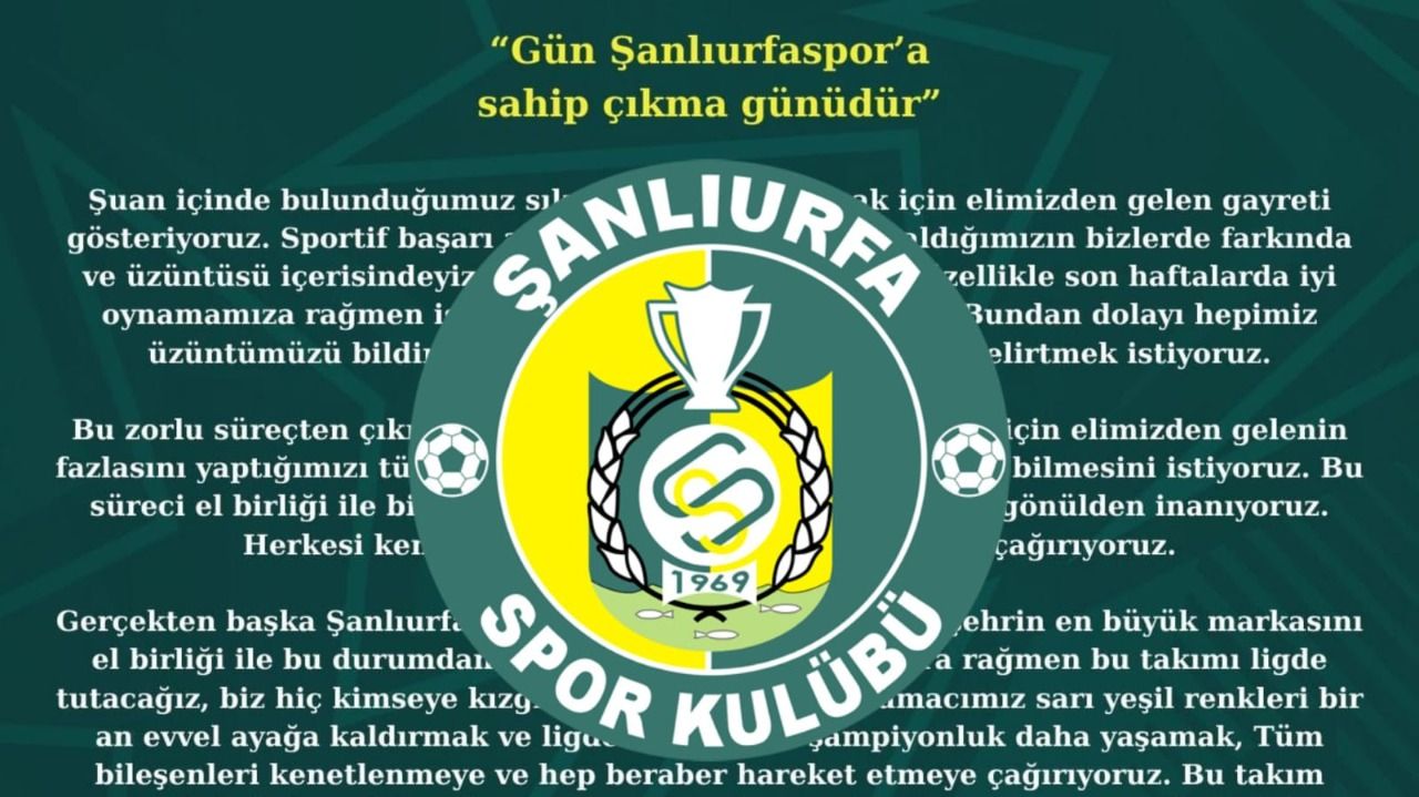 Şanlıurfaspor yönetiminden takıma destek çağrısı