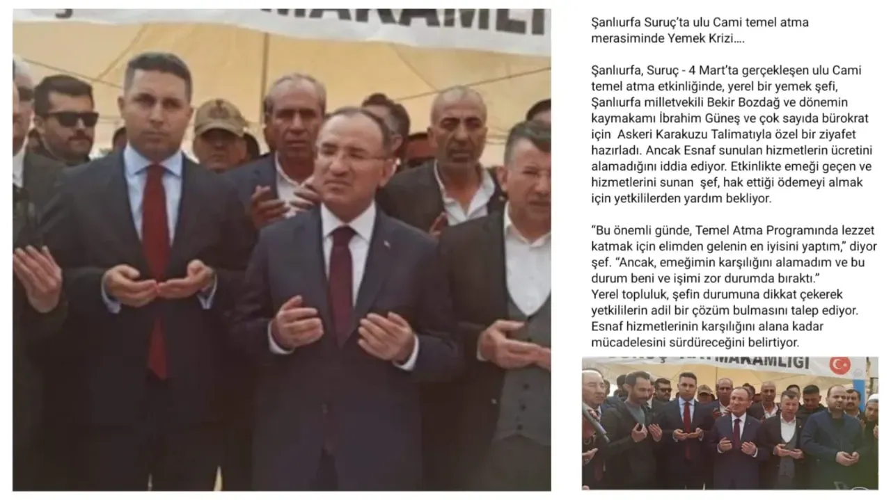 Suruç’ta TBMM Başkan Vekili Bozdağ ve Protokolün yemek ücreti ödenmediği iddia edildi