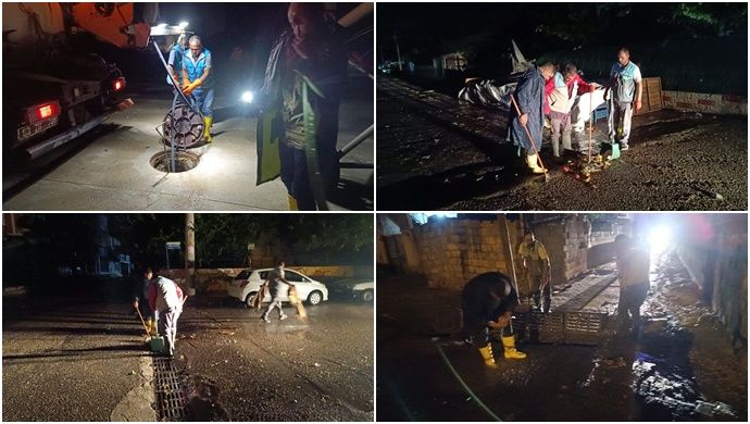 Hilvan’da Belediye Ekipleri Gece Boyu Çalıştı