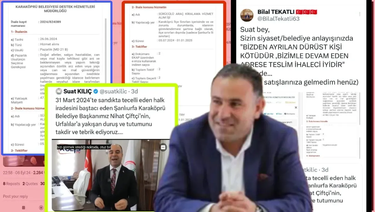 Tekatlı’dan YRP’li Kılıç’a : “Adrese Teslim İhaleci Nihat Çiftçi İyidir”