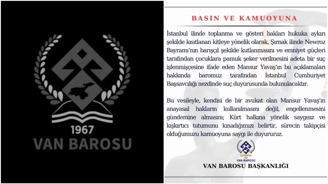 Van Barosu’ndan Mansur Yavaş’ın Açıklamalarına Tepki: Suç Duyurusu Yapılacak