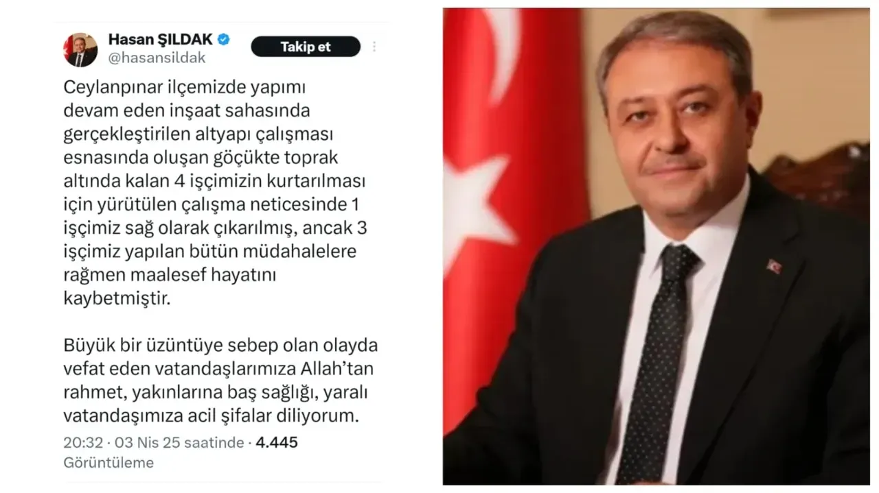 Vali Şıldak duyurdu: 3 İşçi Hayatını Kaybetti