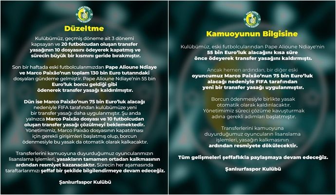 Şanlıurfaspor’dan Aceleci Paylaşım: Düzeltme Yapmak Zorunda Kaldılar