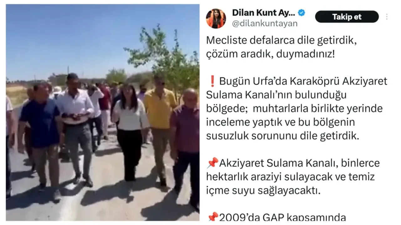 Karaköprü Akziyaret Sulama Kanalı Yıllardır Tamamlanamıyor: Milletvekili Ayan’dan Tepki