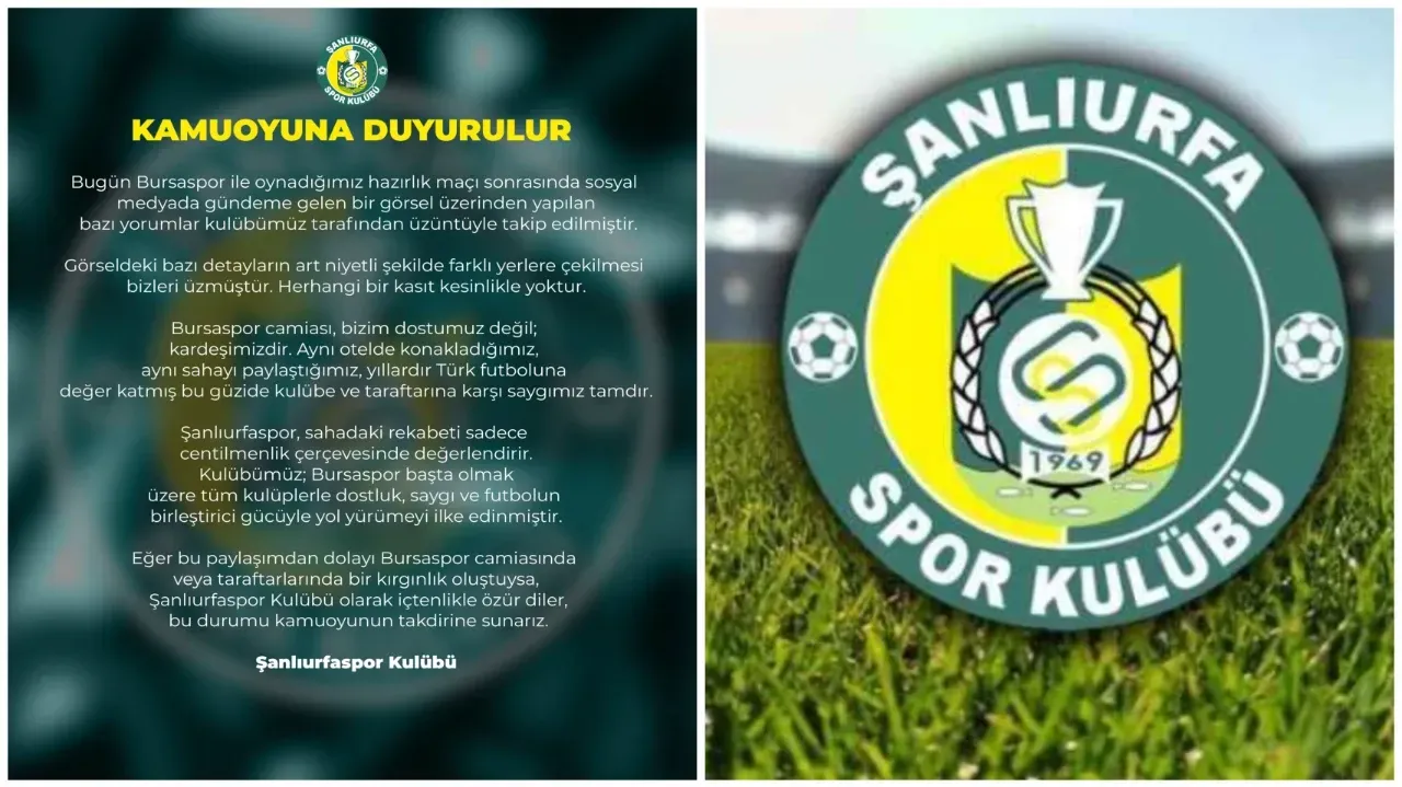 Şanlıurfaspor’dan Bursaspor Camiasına Özür Mesajı