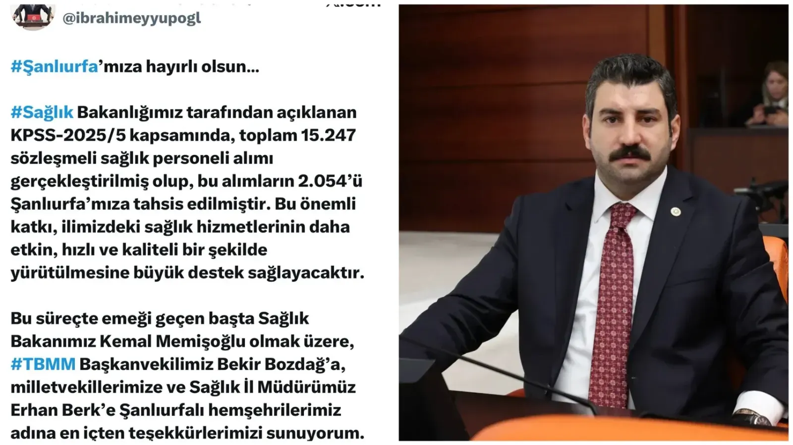 Şanlıurfa’ya 2 Bin 54 Sağlık Personeli – Eyyüpoğlu’ndan Teşekkür