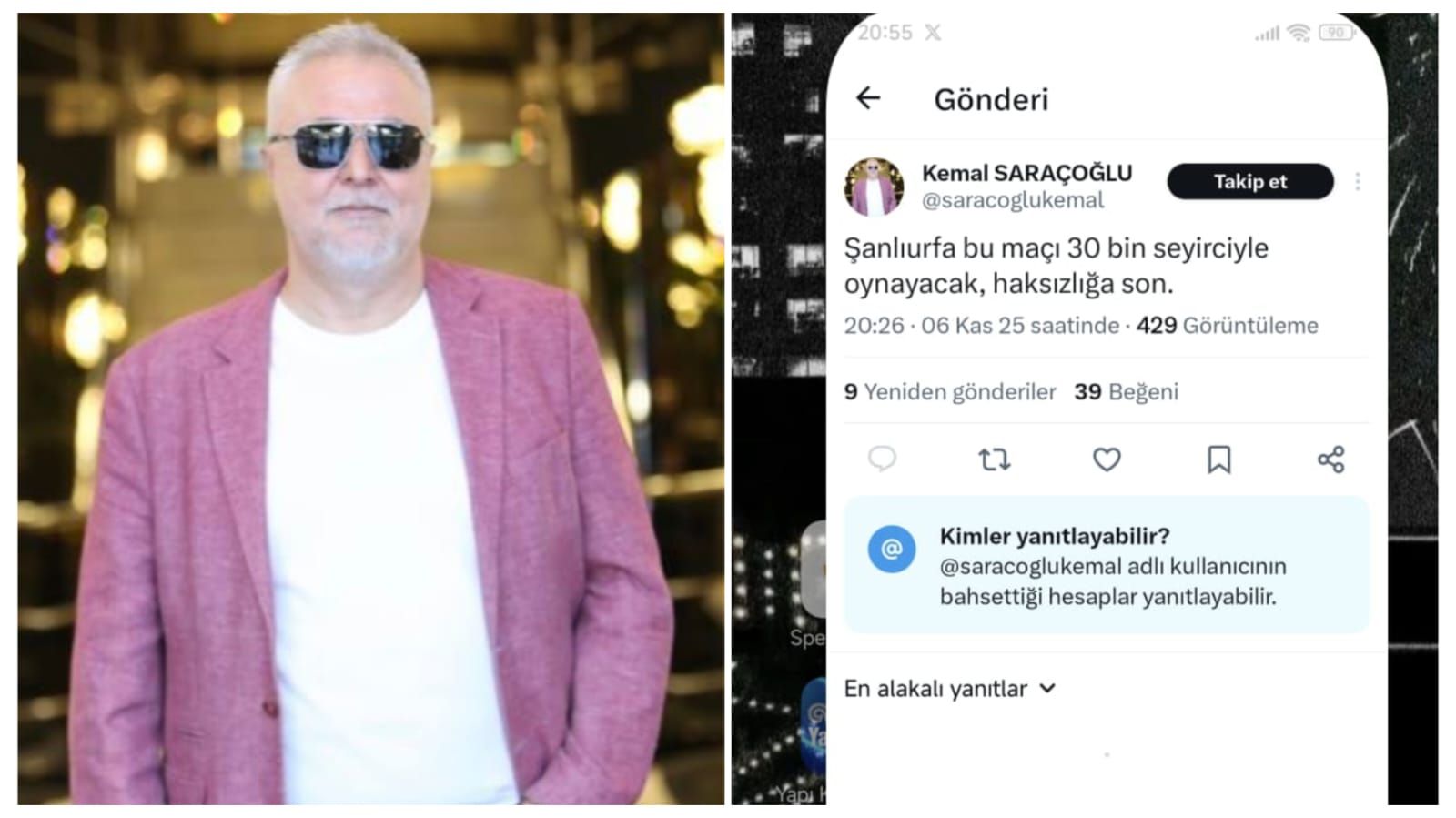 Saraçoğlu’ndan PFDK’ya Rest: “Bu Maçı Urfa 30 Bin Seyirciyle Oynar!”