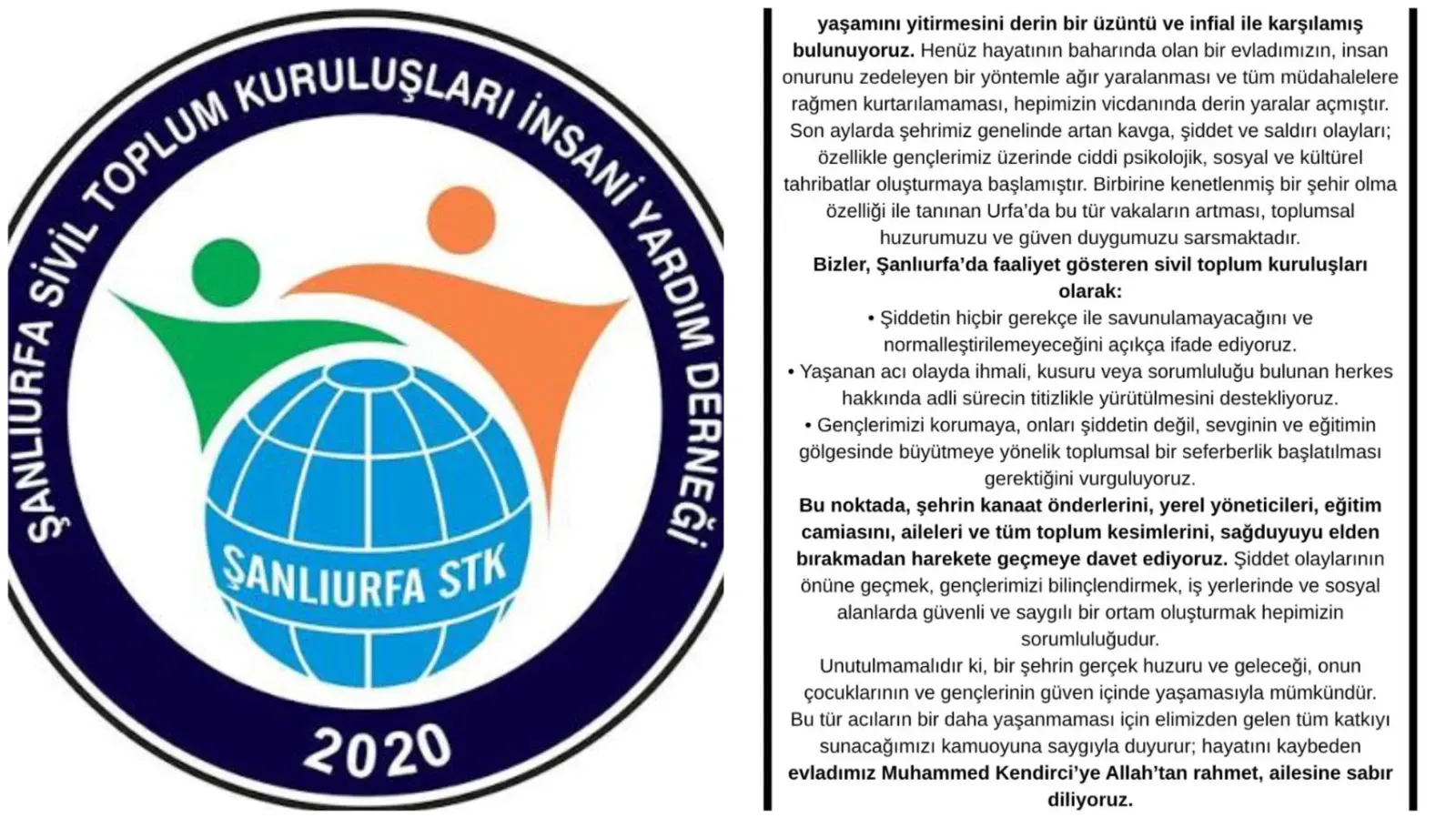 Urfa’daki STK’lardan Şiddete Karşı Ortak Tepki !