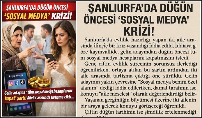 Şanlıurfa’da Düğün Öncesi “Sosyal Medya” Krizi!