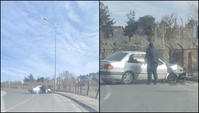Şanlıurfa’da Virajı Alamayan Araç Direğe Çarptı