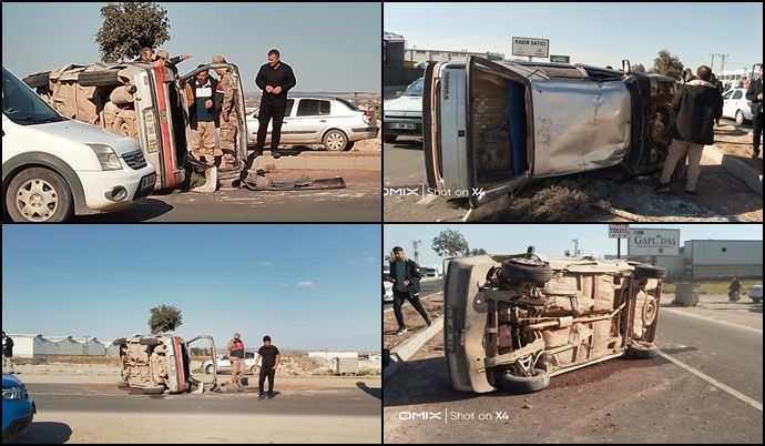 ŞANLIURFA’DA TAKLA ATAN OTOMOBİL KAZAYI UCUZ ATLADI