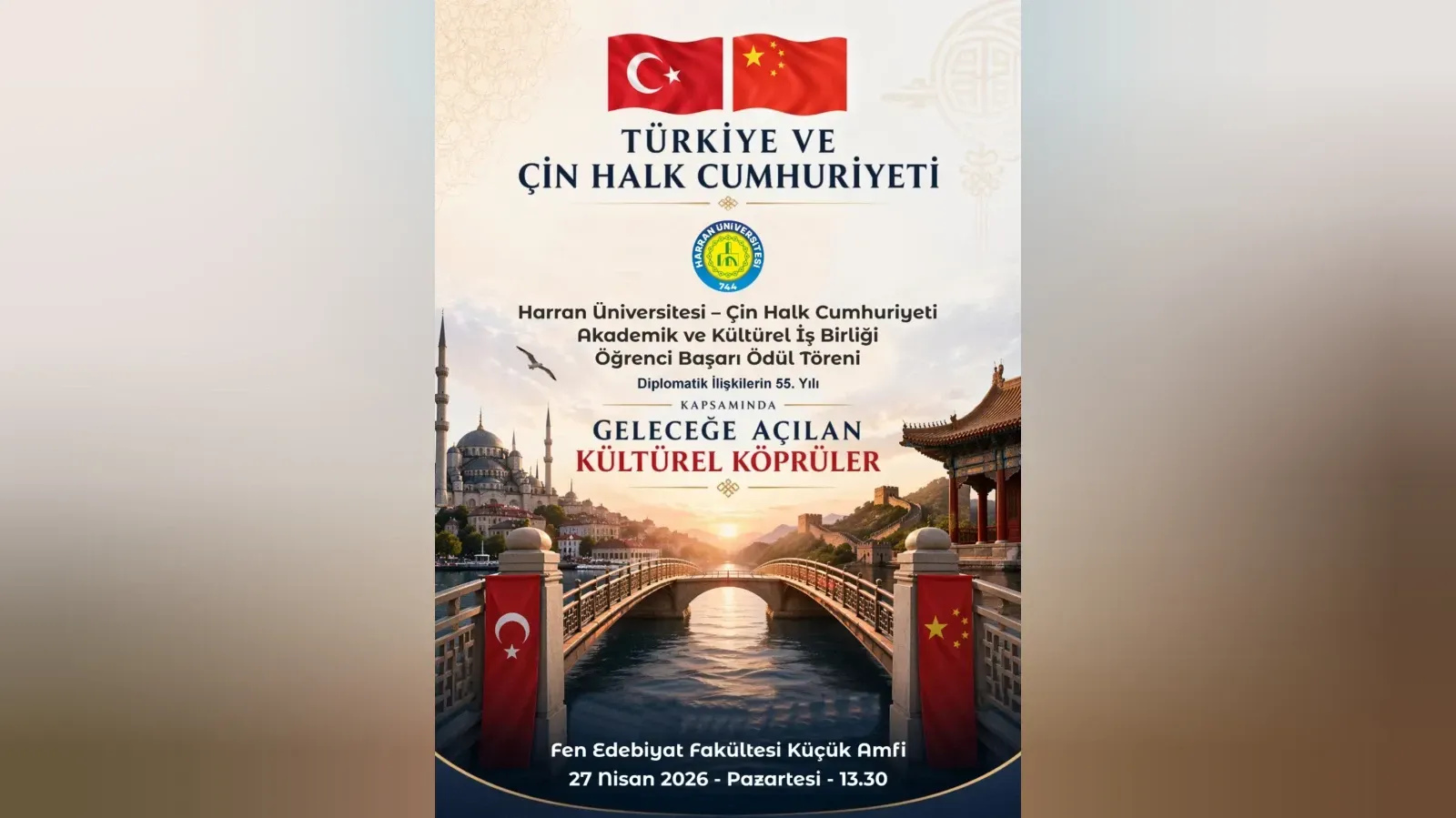 Harran Üniversitesi’nde Türkiye–Çin İş Birliği Ödül Töreni