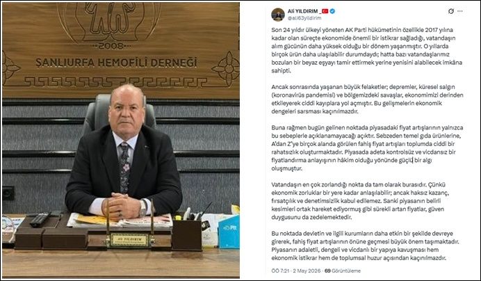 AK Partili STK Başkanından Kendi Partisine Fahiş Fiyat Eleştirisi