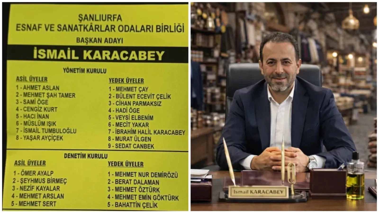 Şanlıurfa’da Esnaf Birliği Başkanlığına Karacabey seçildi
