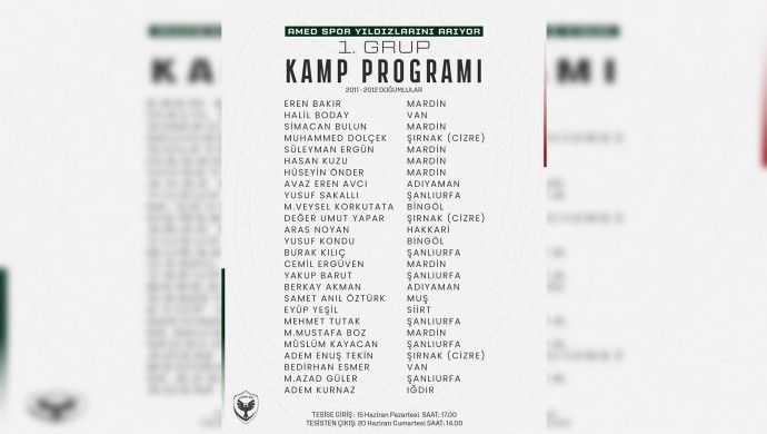 Amedspor Akademi Seçmeleri sonuçları açıklandı