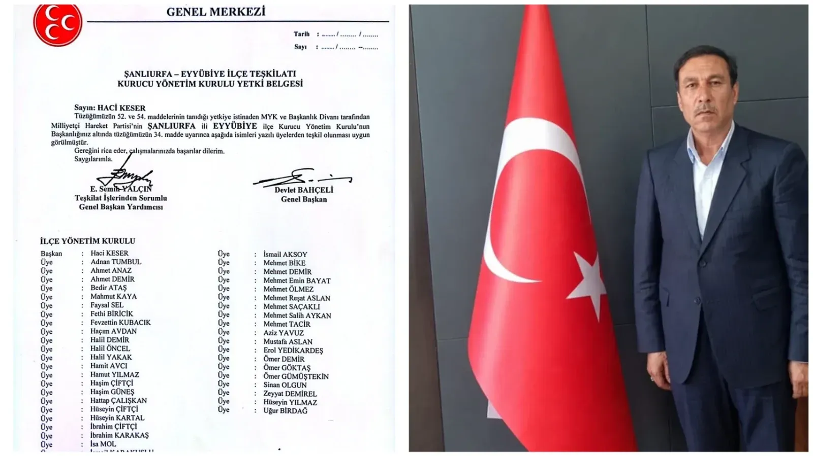 MHP Eyyübiye İlçe Başkanı ve Kurucu Yönetim Kurulu Belirlendi