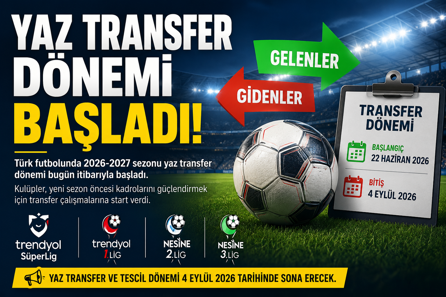 Yaz transfer dönemi başladı: Kulüpler yeni sezon için harekete geçti