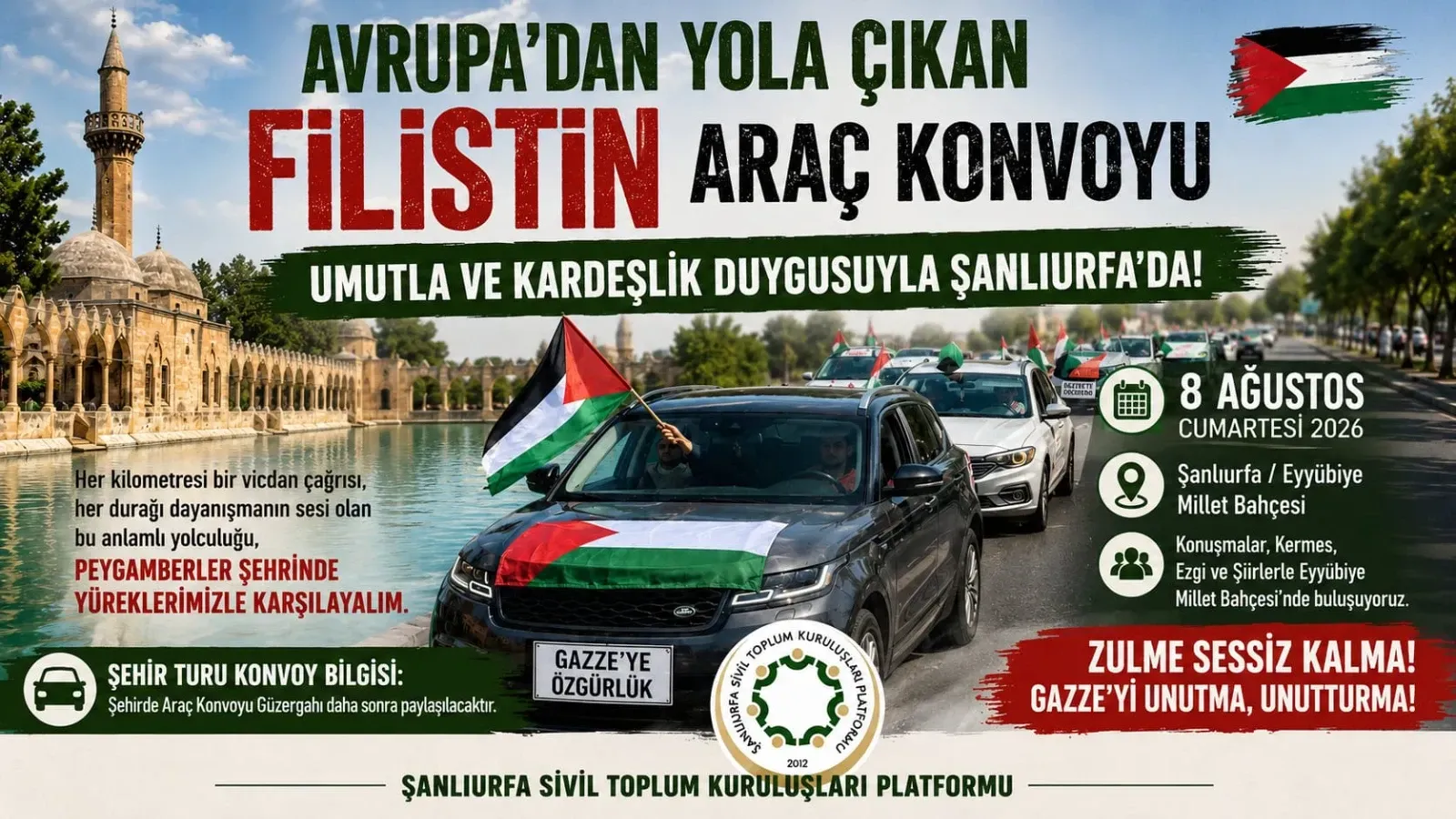 Avrupa’dan Filistin İçin Yola Çıkan Araç Konvoyu Şanlıurfa’da Karşılanacak