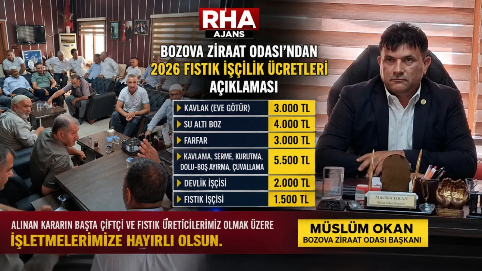 Bozova’da 2026 Fıstık İşçilik Ücretleri Belli Oldu!