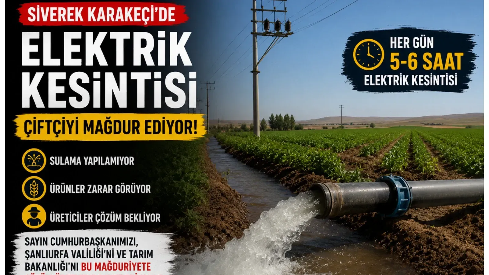 Karakeçi’de Sulama Durdu, Çiftçi Destek Bekliyor