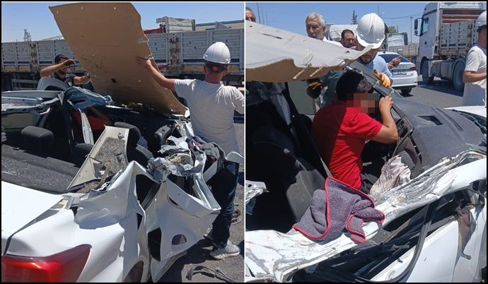 Şanlıurfa-Mardin Yolunda Otomobil Kamyona Arkadan Çarptı: 2 Yaralı