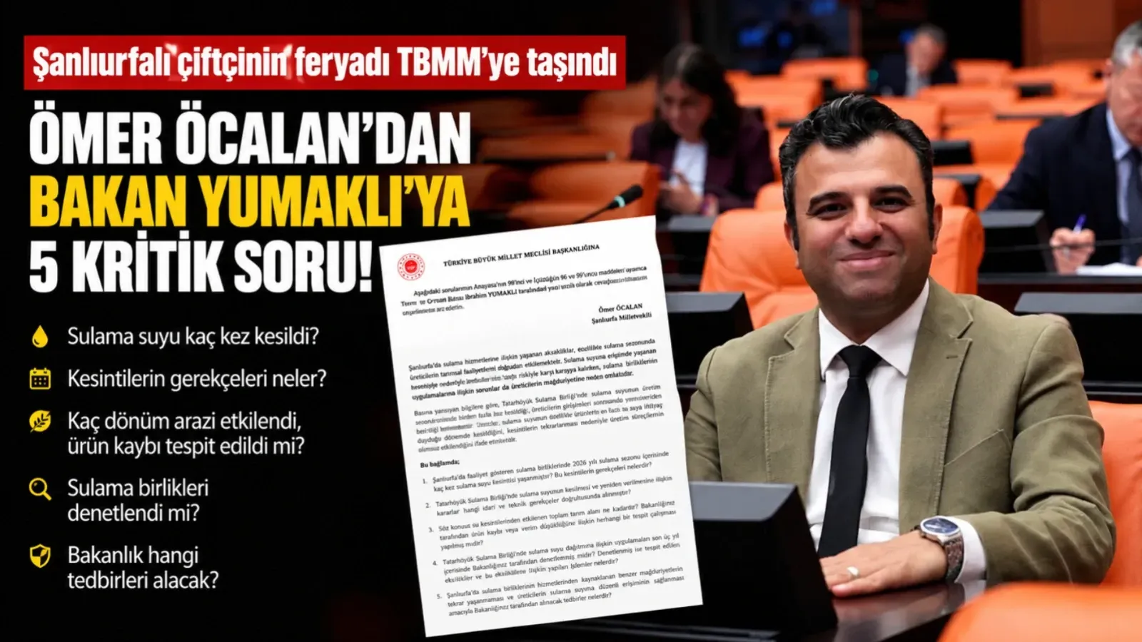 Şanlıurfalı Çiftçinin Feryadı TBMM’ye Taşındı