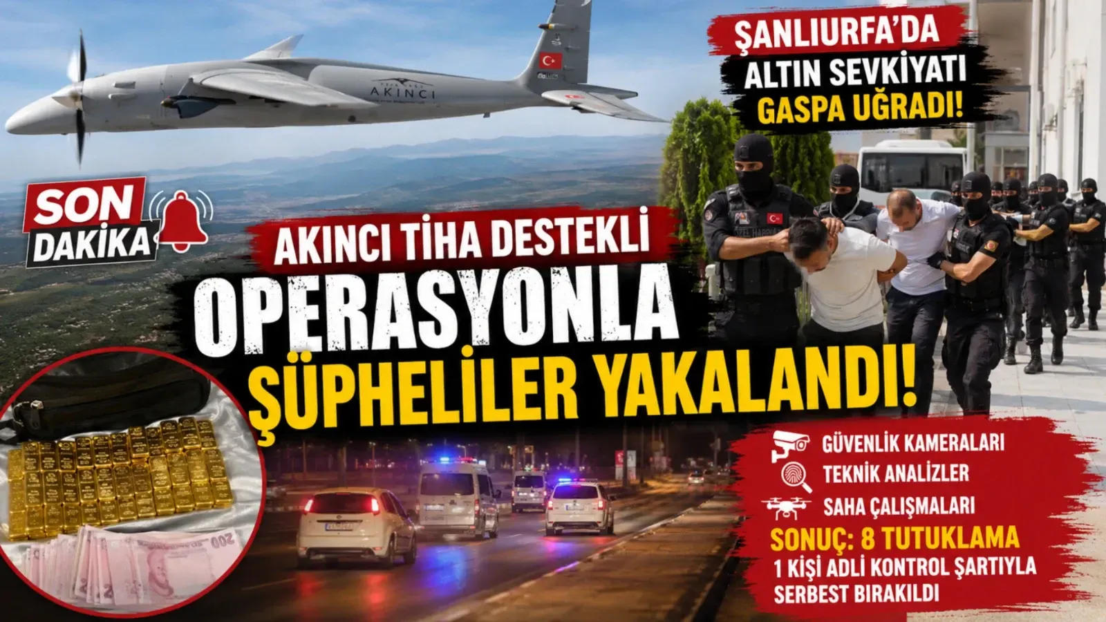 AKINCI TİHA Destekli Operasyonla Şanlıurfa’daki Altın Gaspı Aydınlatıldı: 8 Tutuklama
