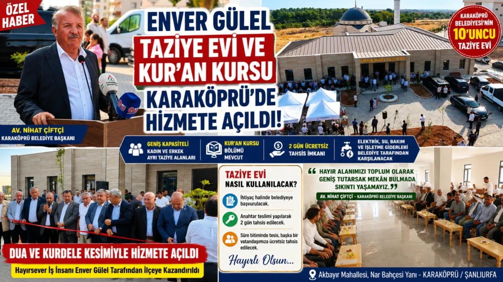 Enver Gülel Taziye Evi ve Kur’an Kursu Karaköprü’de Hizmete Açıldı