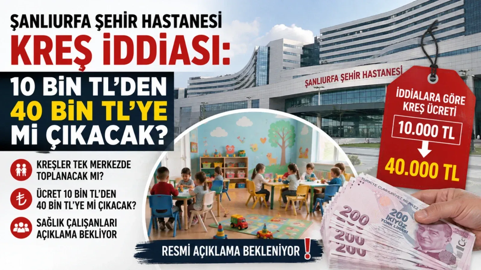 Şanlıurfa Şehir Hastanesi Kreş İddiası: 10 Bin TL’den 40 Bin TL’ye mi Çıkacak?