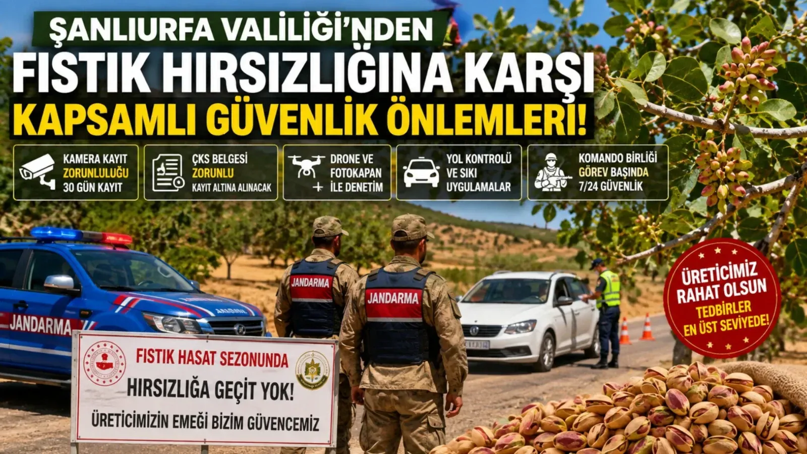 Şanlıurfa’da Fıstık Hasadı Öncesi Güvenlik Seferberliği: Drone, Komando ve Sıkı Denetim