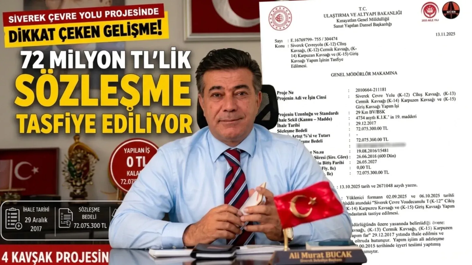 Siverek Çevre Yolu’nda dikkat çeken gelişme: 72 milyon liralık sözleşme tasfiye sürecinde