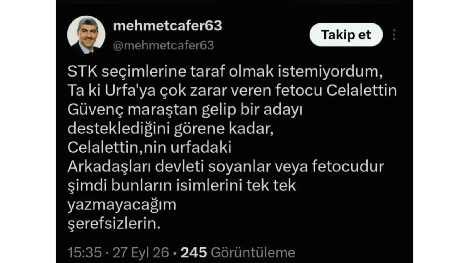 Cafer’den Ticaret Borsası seçimleri açıklaması: “Ta ki Celalettin Güvenç’i görene kadar”