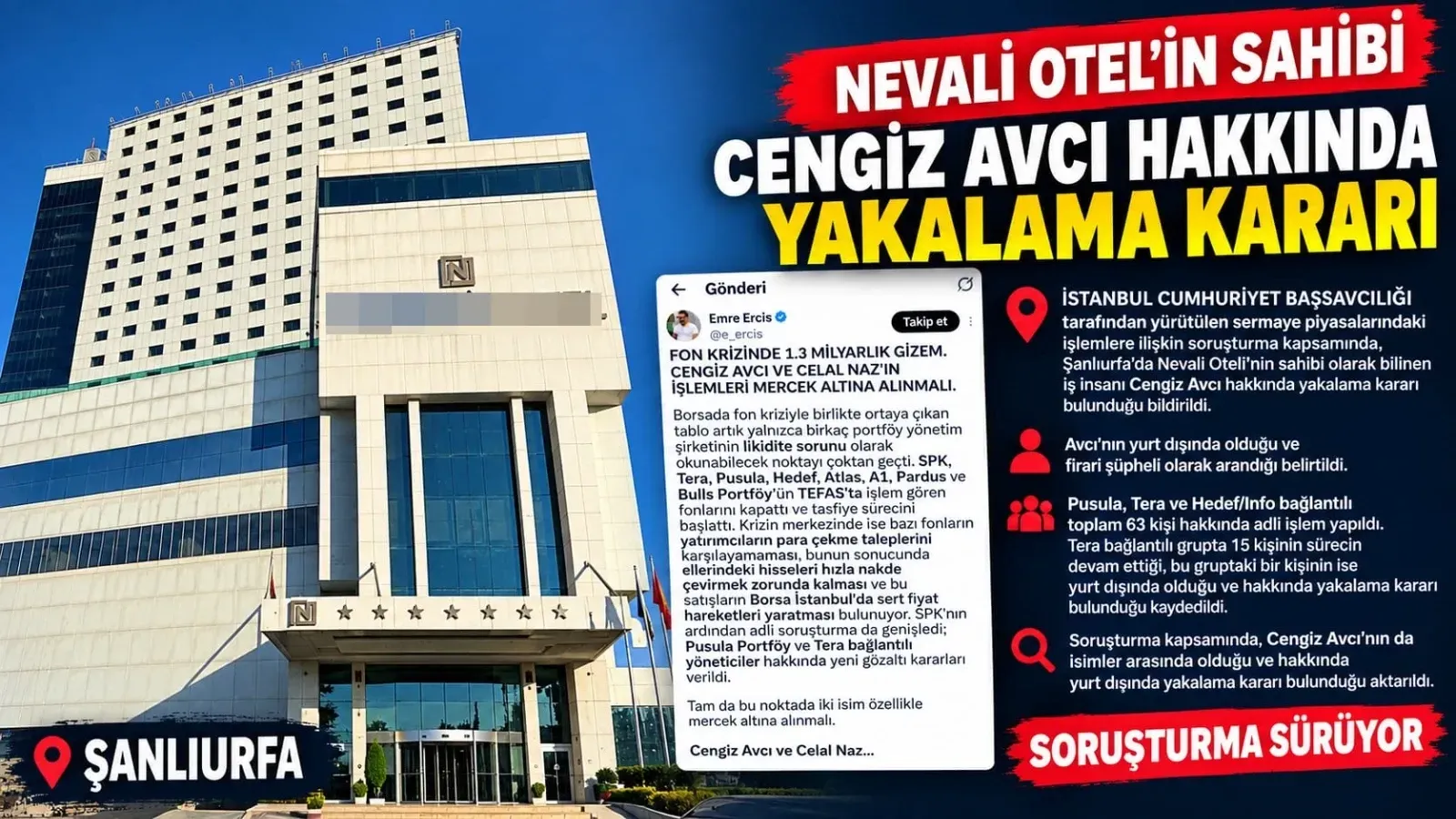 Nevali Oteli Sahibi Cengiz Avcı Hakkında Yakalama Kararı