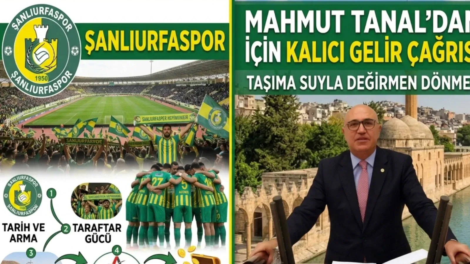 Tanal’dan Şanlıurfaspor İçin “Kalıcı Gelir” Çağrısı: Taşıma Suyla Değirmen Dönmez