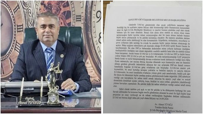 Tüysüz’den Şehir Hastanesi Karşısındaki Arazi İçin Yeşil Alan Çağrısı