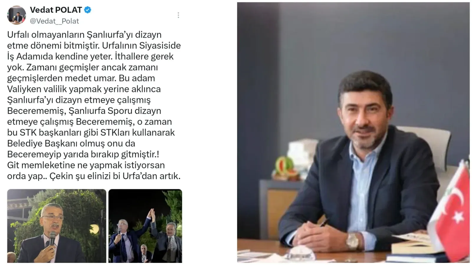 Vedat Polat’tan sert Şanlıurfa eleştirisi: “Çekin şu elinizi Urfa’dan artık”