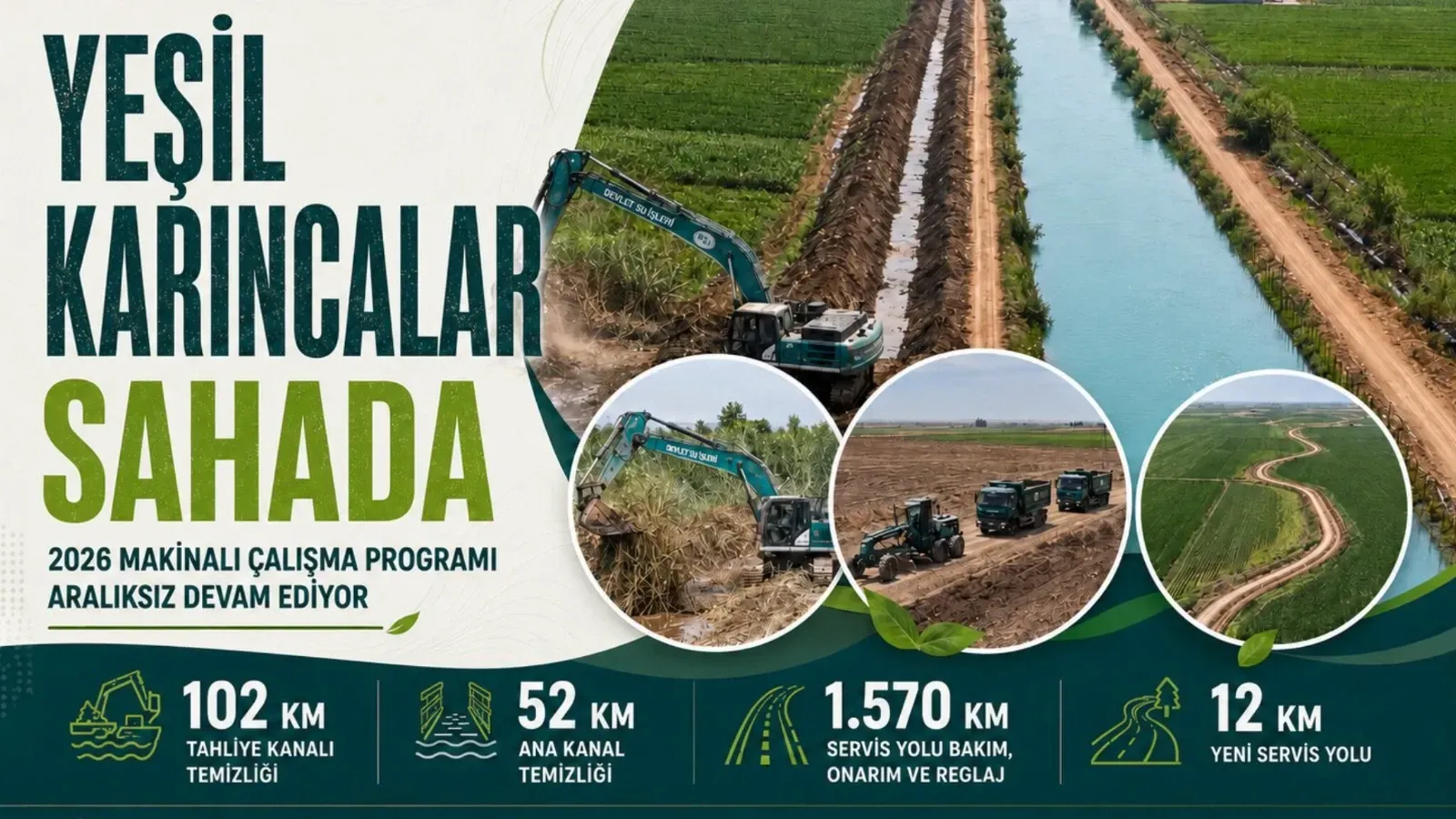 Yeşil Karıncalar Sahada: Kanal ve Servis Yollarında Bakım Çalışmaları Sürüyor