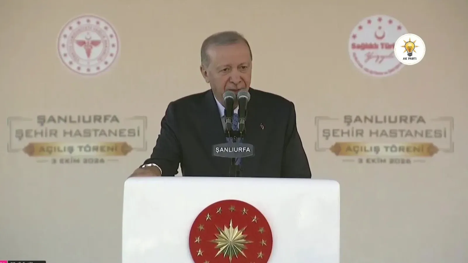 Cumhurbaşkanı Erdoğan, Şanlıurfa Şehir Hastanesi Açılış Töreni’nde konuşuyor