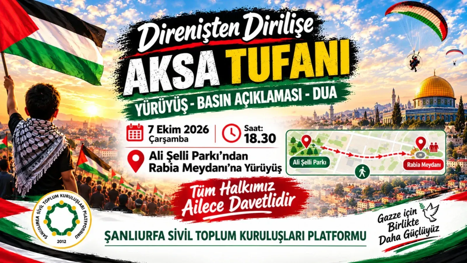 Şanlıurfa STK’ları Platformu’ndan “Direnişten Dirilişe: Aksa Tufanı” programına davet