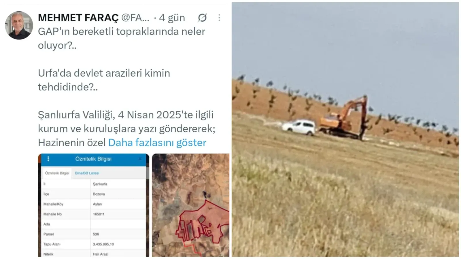 Şanlıurfa’da 3 bin 500 dönüm Hazine arazisi işgal edildiği iddiası! Yetkililere Çağrı