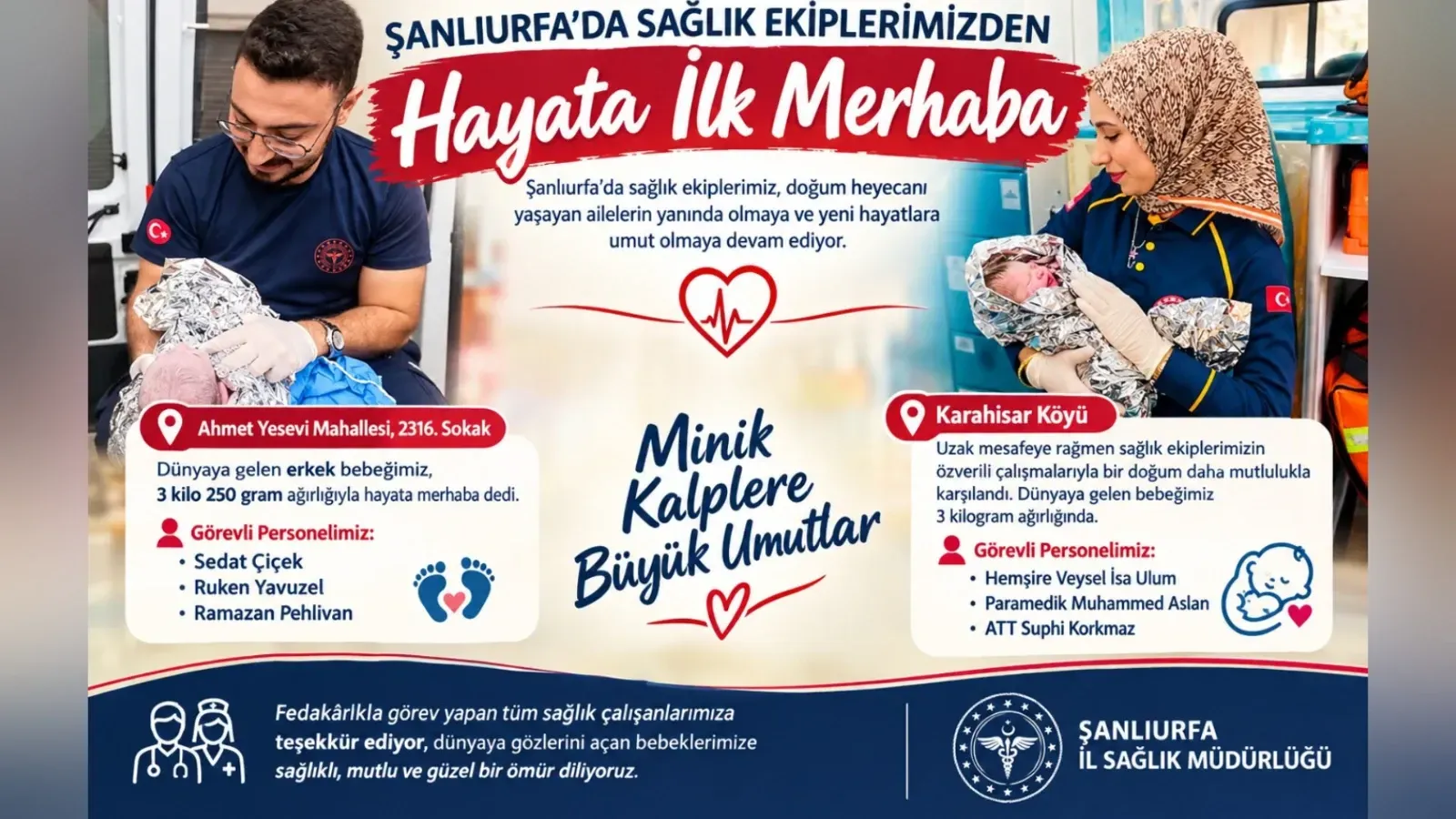 Şanlıurfa’da Sağlık Ekiplerinden İki Doğuma Başarılı Müdahale